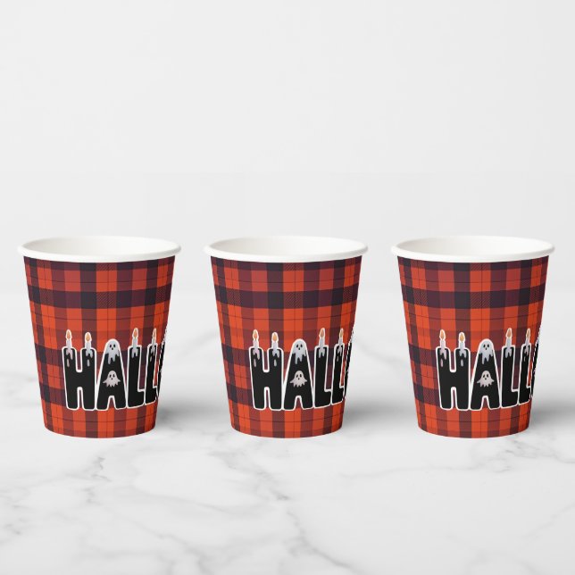 Vasos De Papel Halloween Ghost Candle Lettering (Multi)