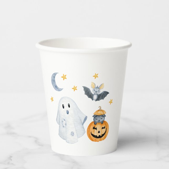 Vasos De Papel Halloween Ghost Pumpkin Little Boo Baby Shower (Anverso)