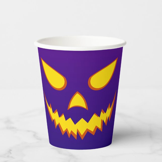 Vasos De Papel Halloween Grinning Face Jack o Lantern Pumpkin (Anverso)