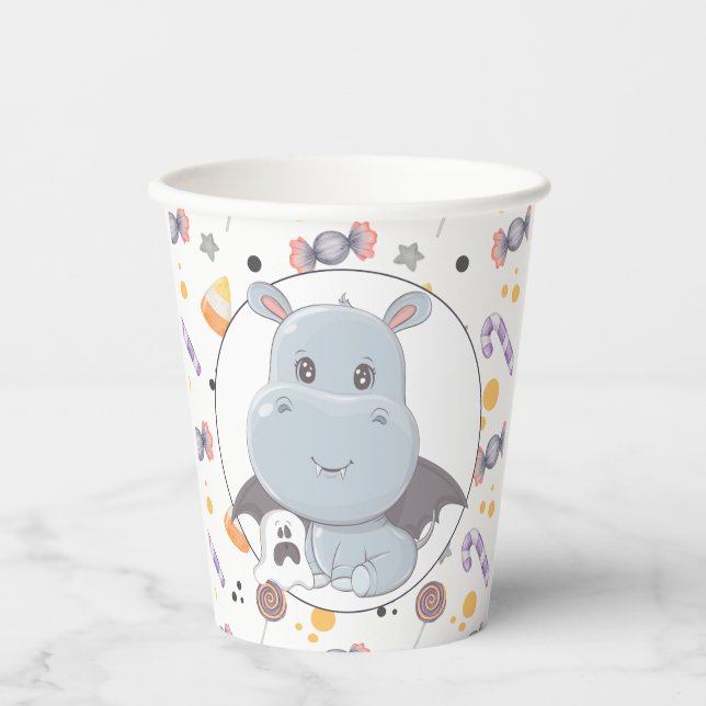 Vasos De Papel Halloween Hippotamus Little Boo Baby Shower (Anverso)