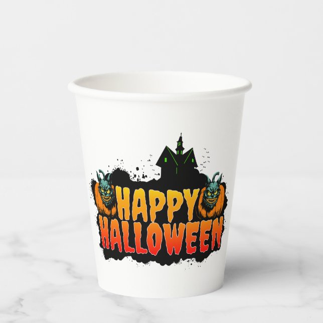 Vasos De Papel Halloween inquieto (Anverso)