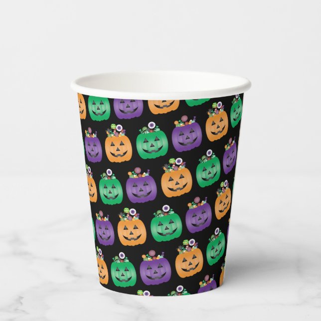 Vasos De Papel Halloween Jack O Lantern Candy (Reverso )