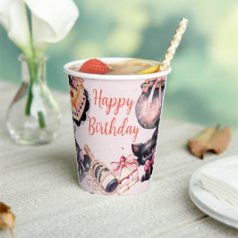 Vasos De Papel Halloween linda coqueta fiesta de cumpleaños