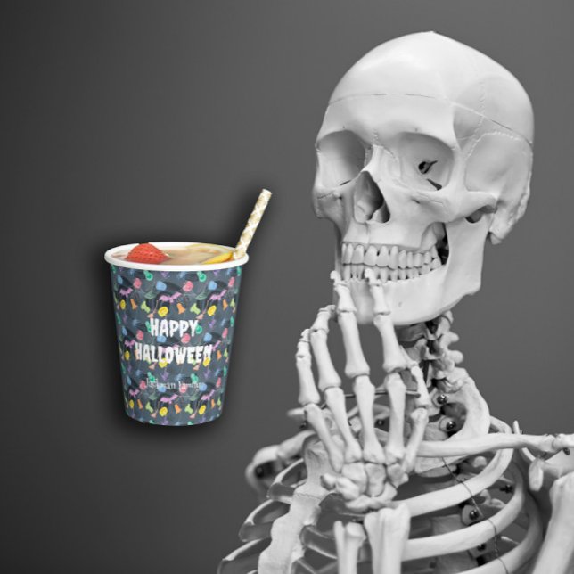 Vasos De Papel Halloween lindo con calabazas y fantasmas (Cute Halloween with little pumpkins and ghosts Paper Cups)