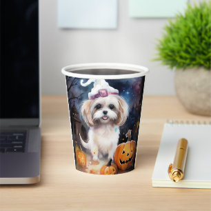 Vasos De Papel Halloween Malti Tzu con calabazas aterradoras