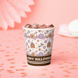 Vasos De Papel Halloween moderno retro Groovy divertido