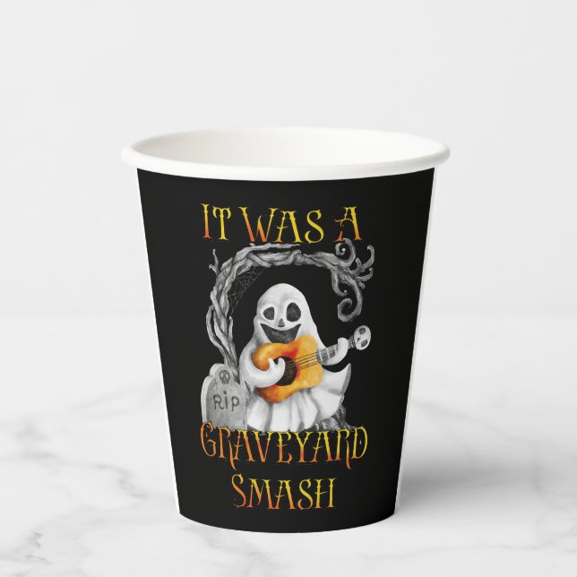 Vasos De Papel Halloween Monster Mash Fantasma Graveyard (Anverso)