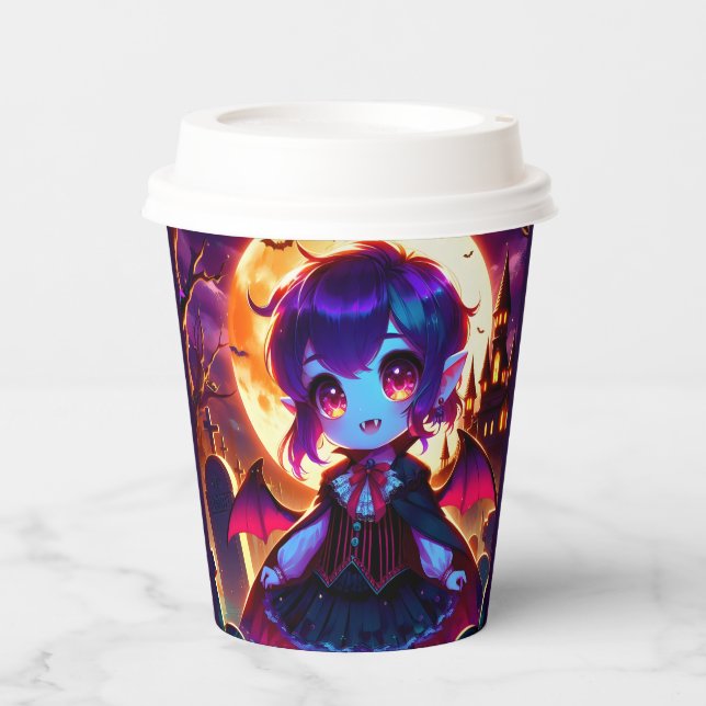 Vasos De Papel Halloween - Moonlit chibi vampire (Anverso)
