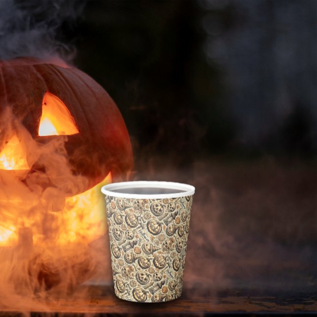 Vasos De Papel Halloween naranja café elegante (Subido por el creador)