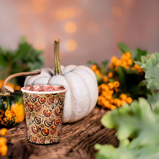 Vasos De Papel Halloween naranja café elegante (Subido por el creador)