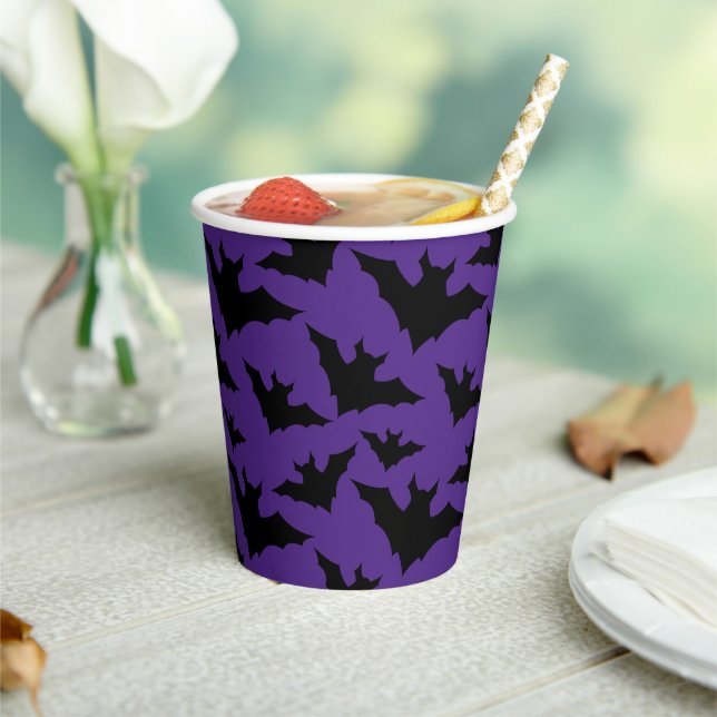 Vasos De Papel Halloween negro murciélago morado fresco patrón de (in situ)