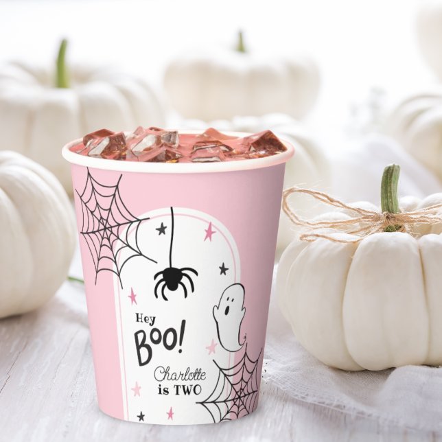 Vasos De Papel Halloween negro rosado Araña fantasma dulce Hey Bo (Subido por el creador)