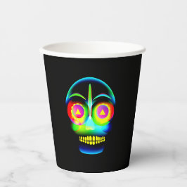Vasos De Papel Halloween Neon Look Glow Blue Yellow Skull