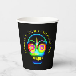 Vasos De Papel Halloween Nombre Año Neon Look Glow Blue Skull