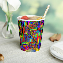 Vasos De Papel Halloween obsesionado con la casa Resumen colorido