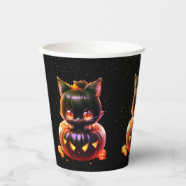Vasos De Papel Halloween Party Black Cat Pumpkin Horror