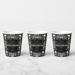 Vasos De Papel Halloween Personalizado gótico de la Cráneo Blanco