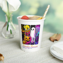 Vasos De Papel Halloween Pumpkin Ghost Pop Art Retro Black