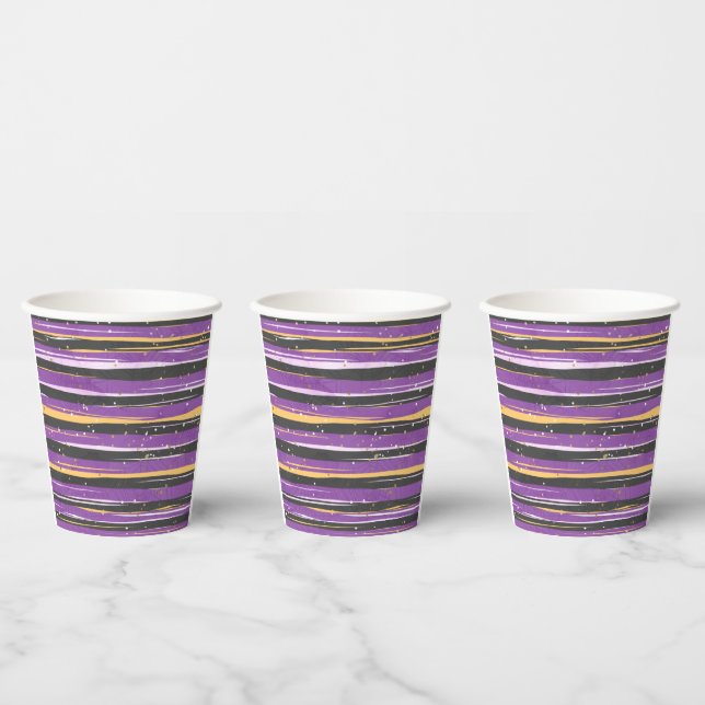 VASOS DE PAPEL HALLOWEEN PURPLE NARANJAS NEGROS (Multi)