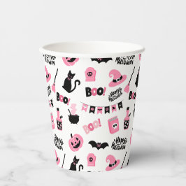 Vasos De Papel Halloween rosa y negro