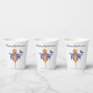 Vasos De Papel Halloween Scarecrow con calabaza