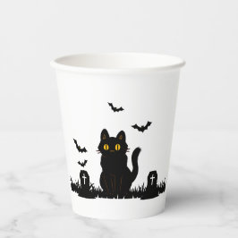 Vasos De Papel Halloween Schwarze Katze Pappbecher