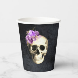Vasos De Papel Halloween Skull Purple Rosas