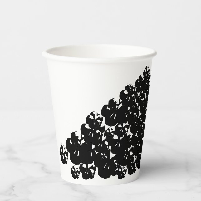 Vasos De Papel Halloween Skulls negros y blancos se amontonan (Anverso)