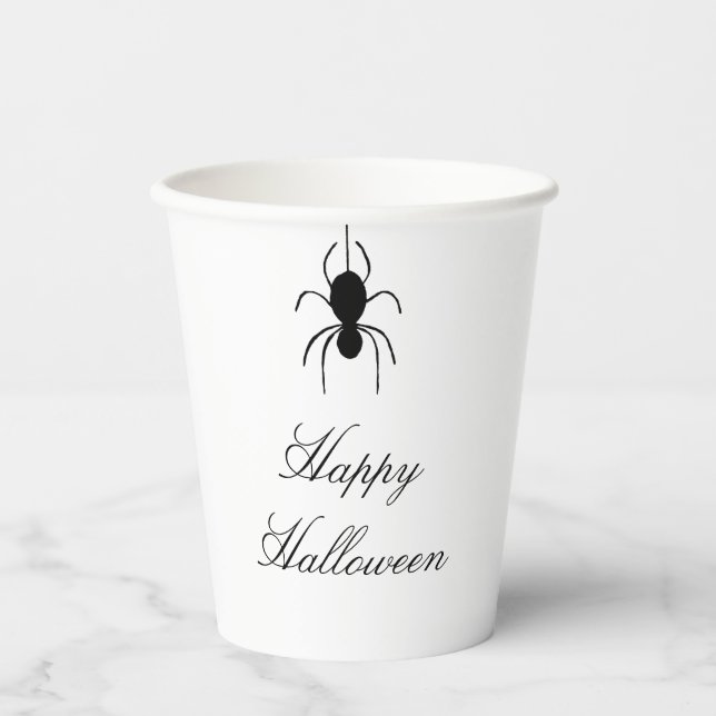Vasos De Papel Halloween Spider Spookone Black White (Anverso)