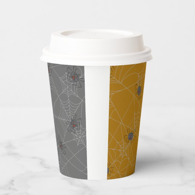 Vasos De Papel Halloween spiders web and pumpkins    (Izquierda)