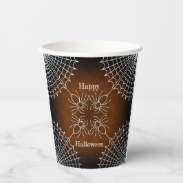 Vasos De Papel Halloween Spiderweb arañas naranja blanco negro