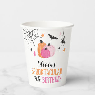 Vasos De Papel Halloween Spooktacular Cumpleaños Calabazas rosada