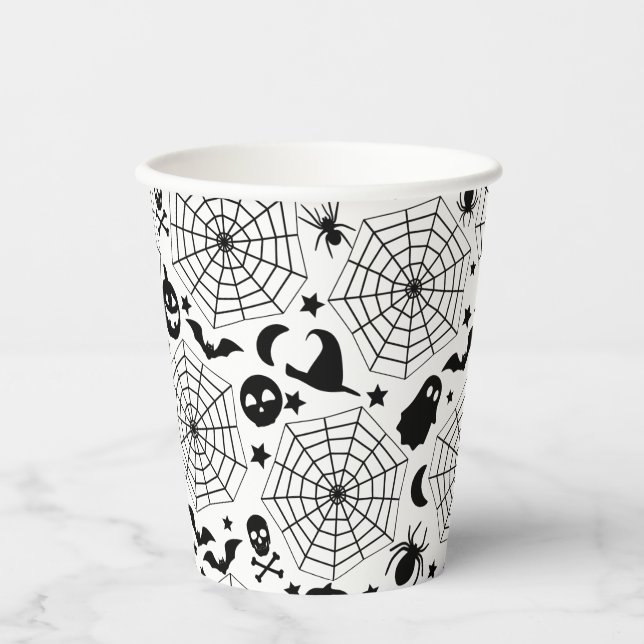 Vasos De Papel Halloween Spooky Spiderwebs (Anverso)