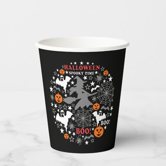 Vasos De Papel Halloween Spooky Time (Anverso)