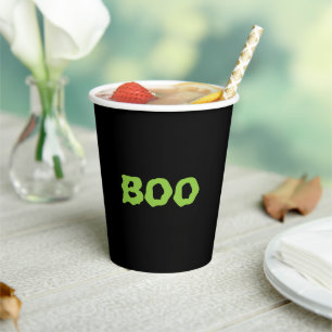 Vasos De Papel Halloween verde y negro fantasma