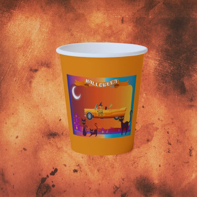 Vasos De Papel Halloween Witch Driing Car Saying (Subido por el creador)