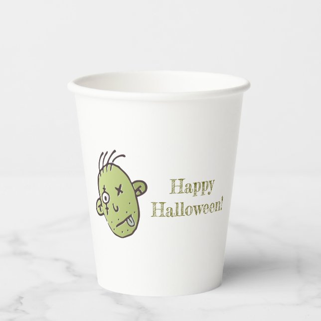 Vasos De Papel Halloween Zombie divertida (Anverso)