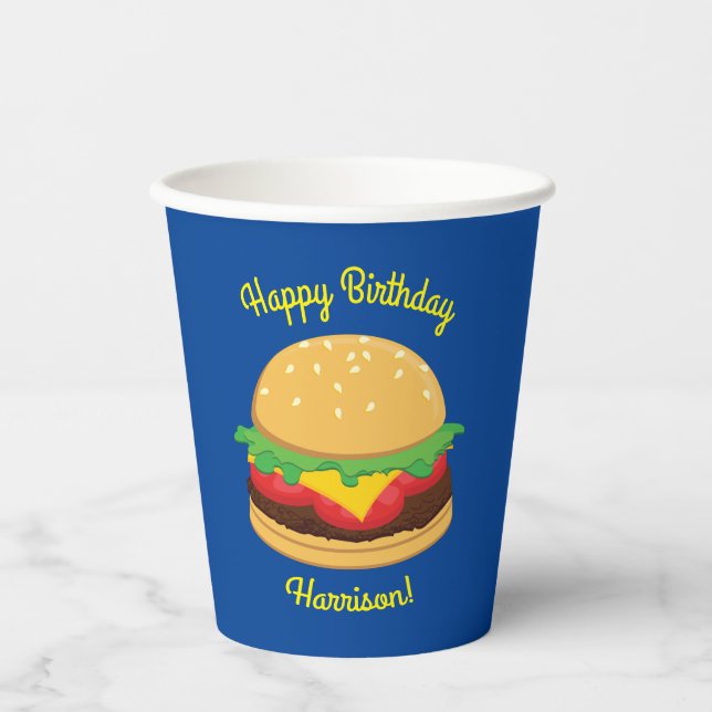 Vasos De Papel Hamburger Birthday Party Burger (Anverso)