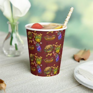 Vasos De Papel Hamburguesas y perros adorables