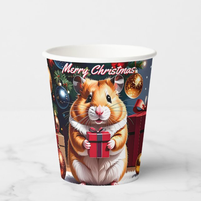 Vasos De Papel Hamster con Navidades de regalo (Anverso)