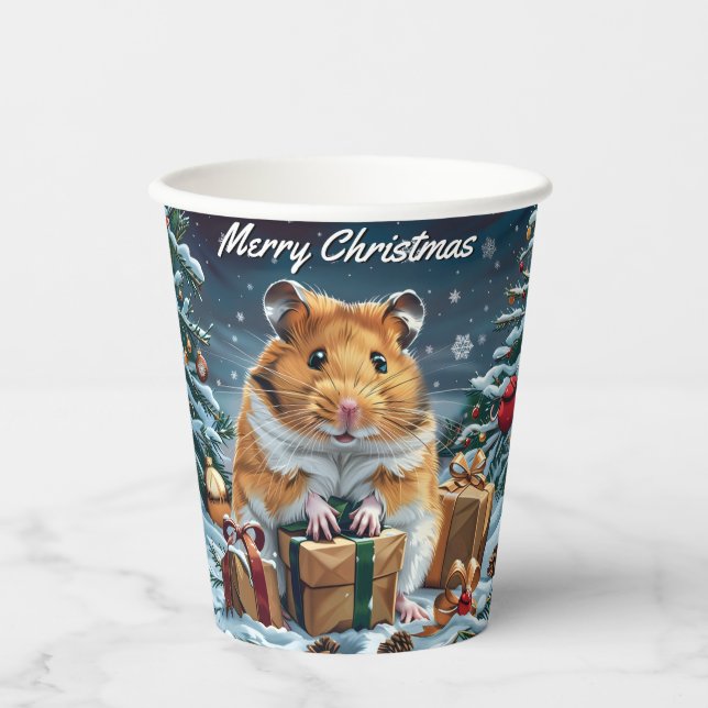 Vasos De Papel Hamster con Navidades de regalos (Anverso)