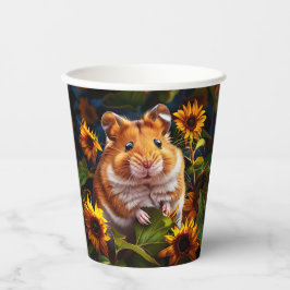 Vasos De Papel Hamster entre girasoles