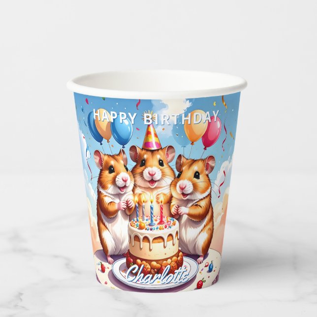 Vasos De Papel Hamsters Birthday Party (Anverso)
