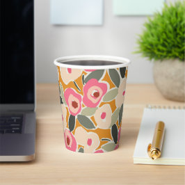 Vasos De Papel Hand-Drawn Bold Inky Floral Pattern- Sunlit Meadow