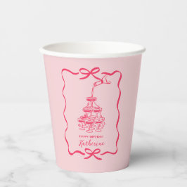 Vasos De Papel Hand Drawn Scribble Pink Champagne Tower Birthday