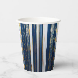 Vasos De Papel Hanukkah Blues Stripes Blue White Gold