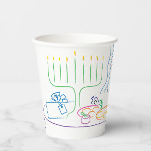 Vasos De Papel Hanukkah Cena de vacaciones 8 oz.