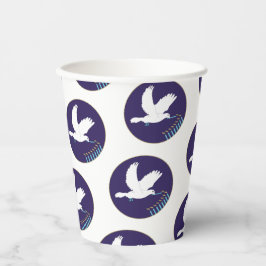 Vasos De Papel Hanukkah Dove Menorah Design 8 oz.