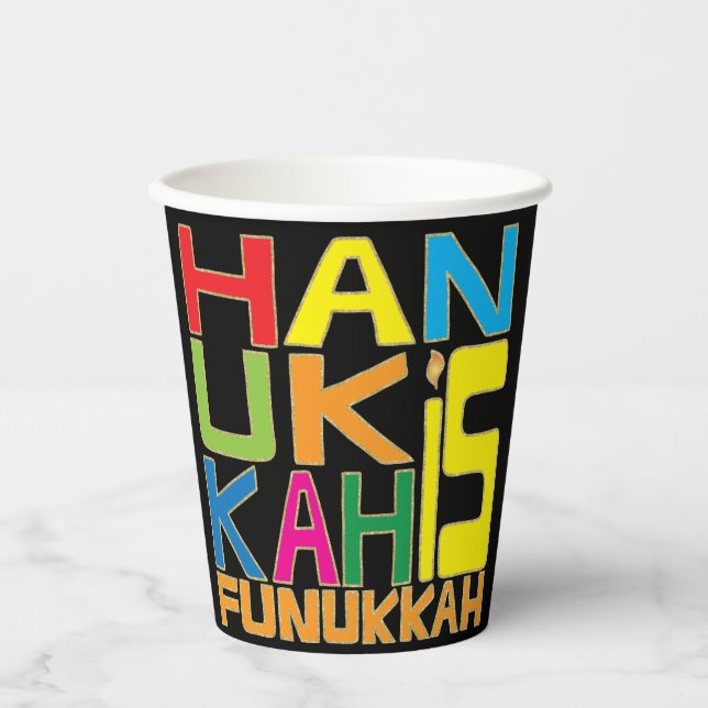 Vasos De Papel Hanukkah es Funukkah 8 oz. (Anverso)