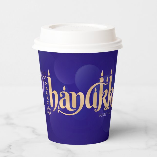 Vasos De Papel Hanukkah Festividad De Luces (Izquierda)